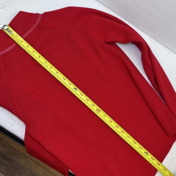 Pendleton full zip leather trim merino wool blend red sweater womens sz S TALL - Picture 12 of 12